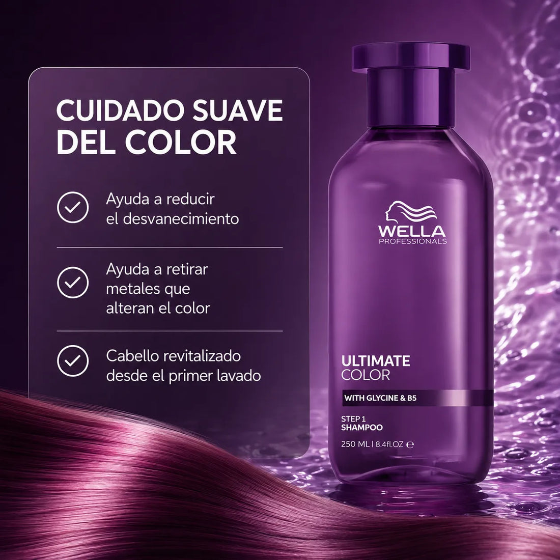 Wella – Champú sin Sulfatos para Cabello Teñido Ultimate Color 250 ml