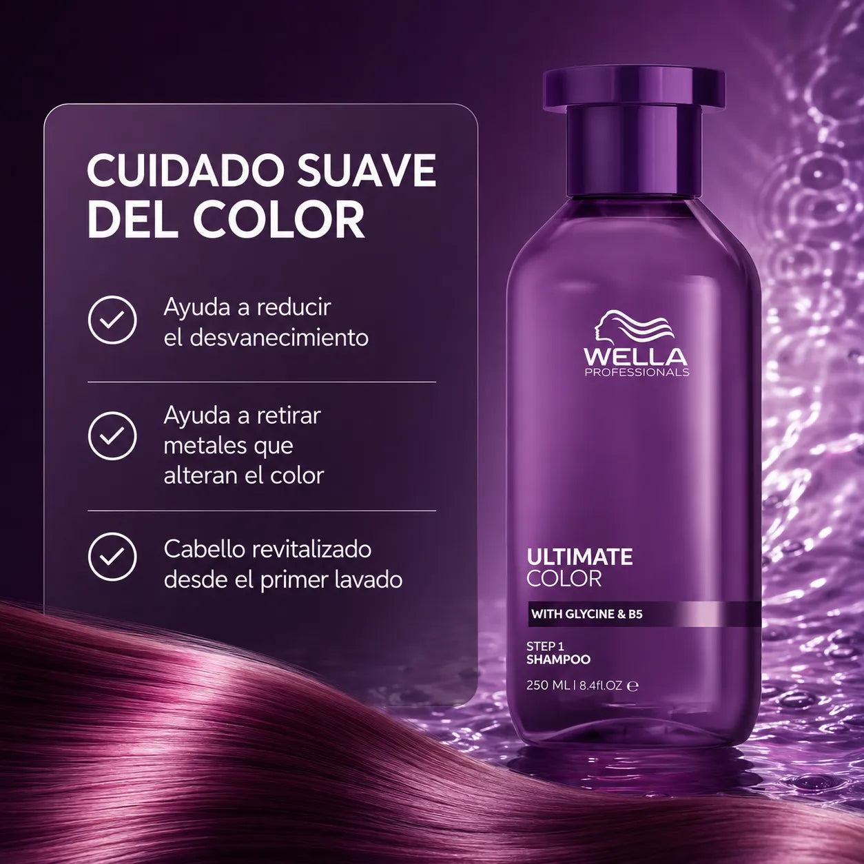 Wella – Champú sin Sulfatos para Cabello Teñido Ultimate Color 250 ml