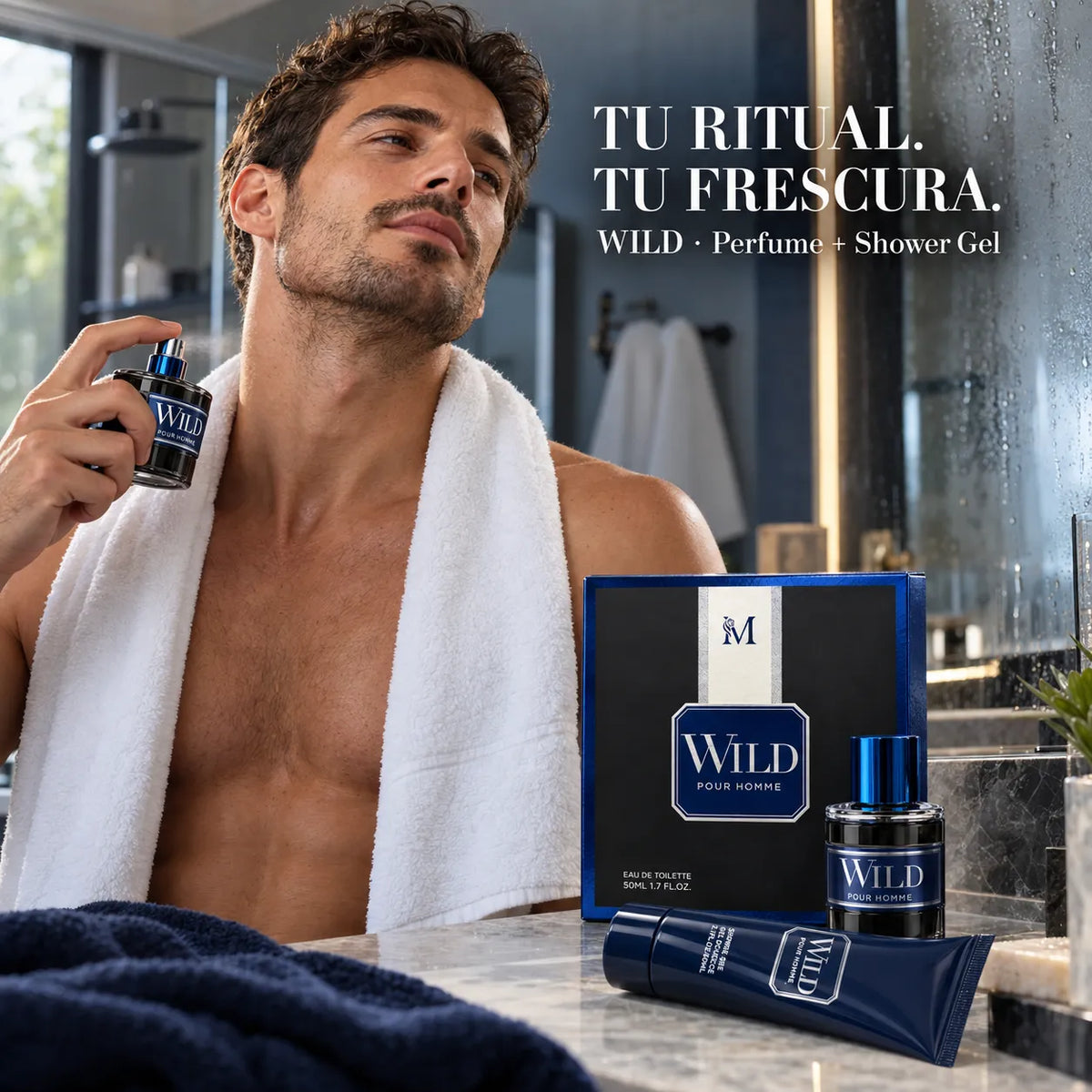 WILD – Kit de Perfume para Hombre Fresco Marino 50 ml + Shower Gel 50 ml