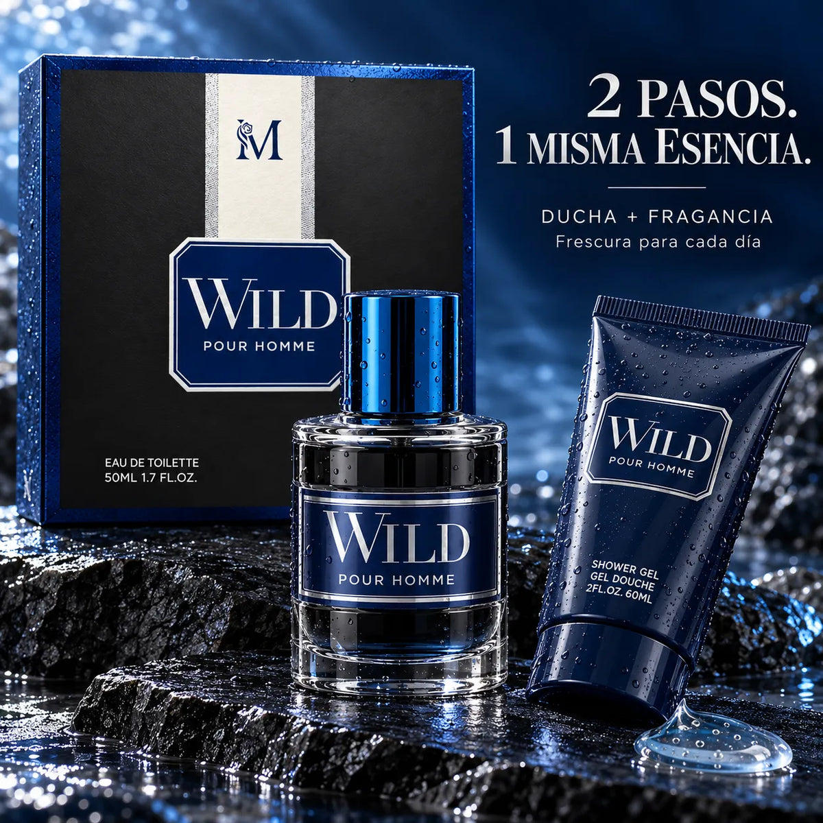 WILD – Kit de Perfume para Hombre Fresco Marino 50 ml + Shower Gel 50 ml