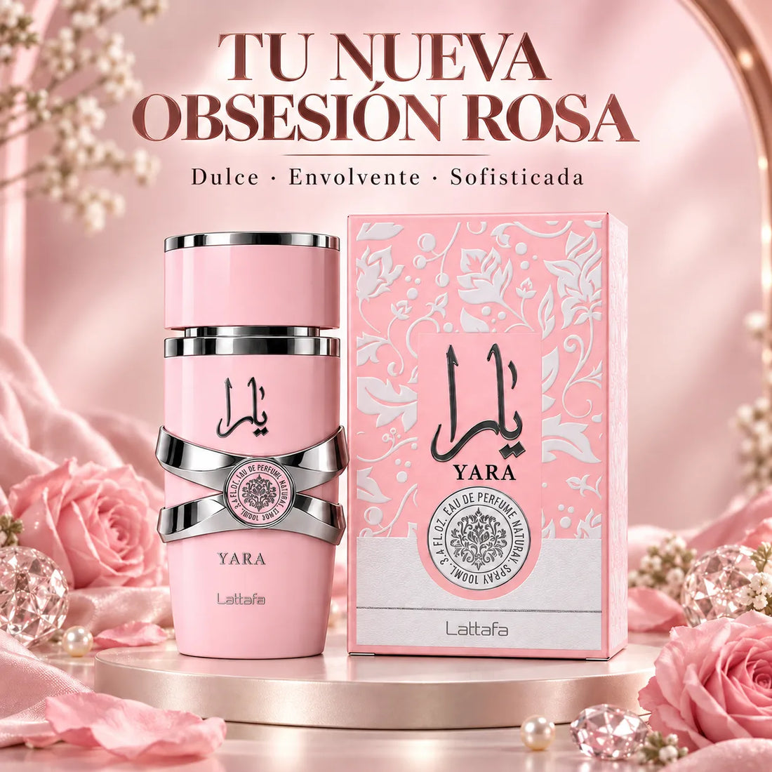 Lattafa – Perfume para Mulher YARA Rosa Doce e Floral 100 ml