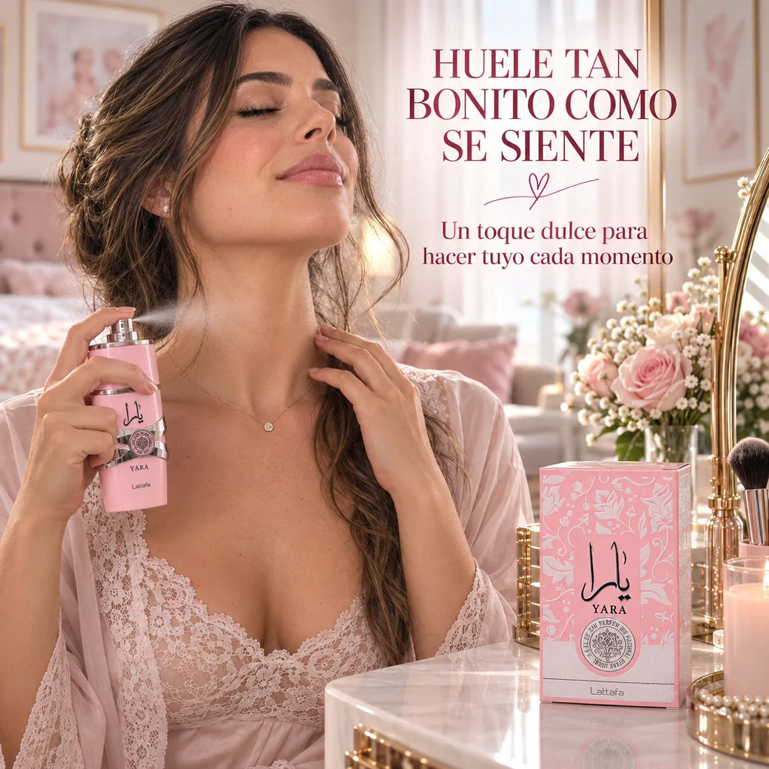 Lattafa – Perfume para Mulher YARA Rosa Doce e Floral 100 ml