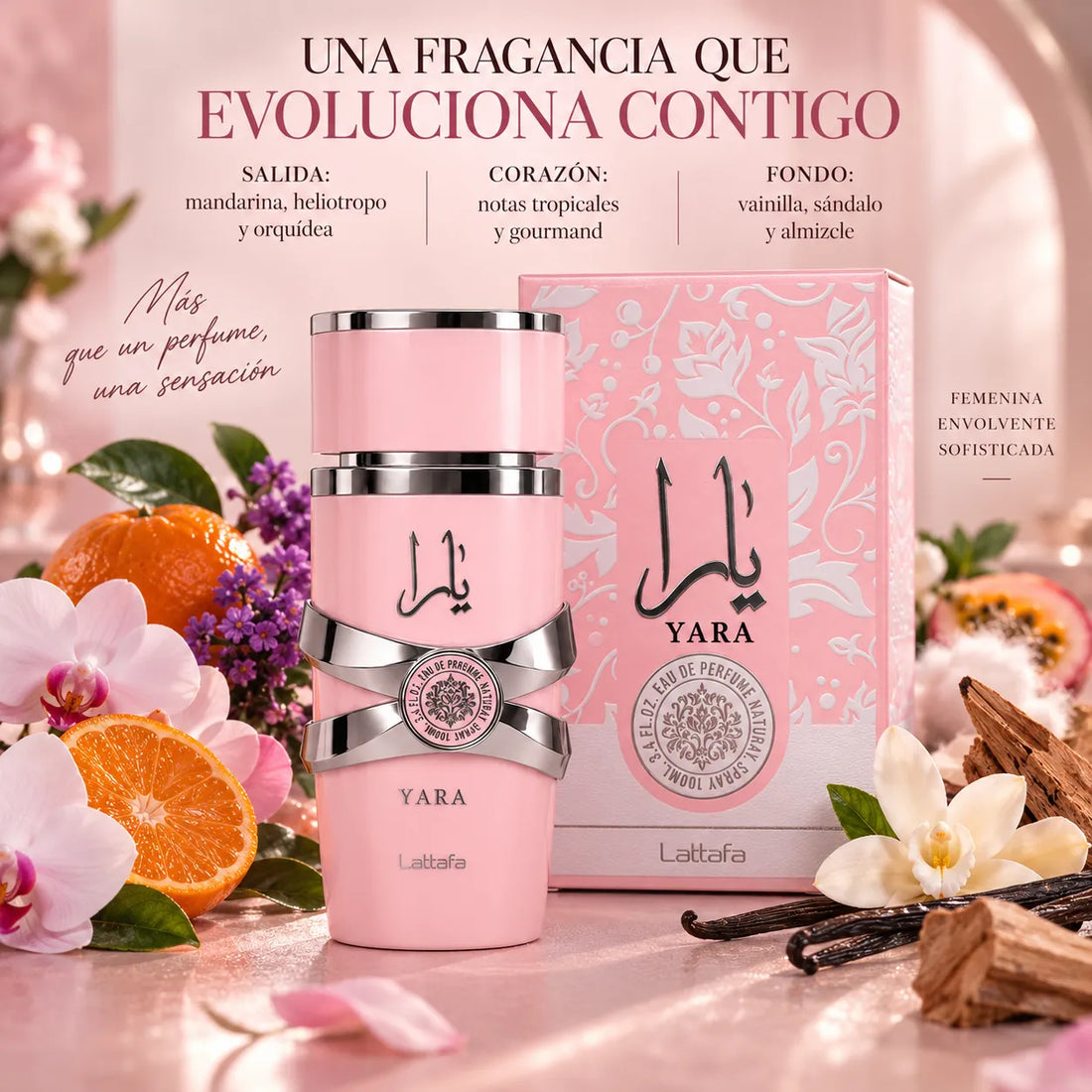 Lattafa – Perfume para Mulher YARA Rosa Doce e Floral 100 ml