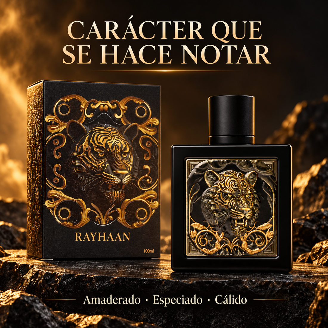 Rayhaan Tiger – Perfume amaderado especiado para hombre EDP 100 ml