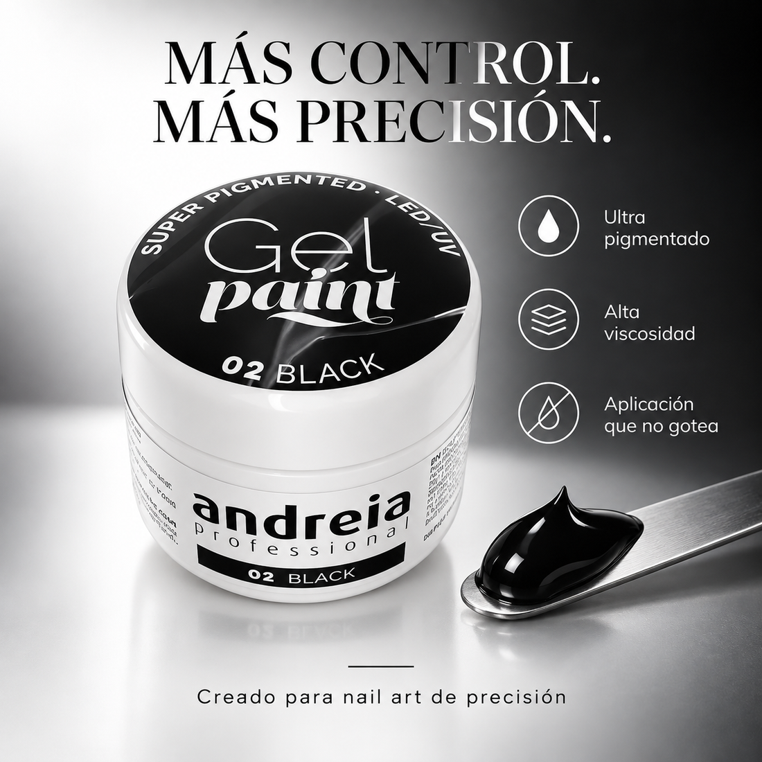 Andreia Professional – Gel Paint para Nail Art Negro 02 4ml