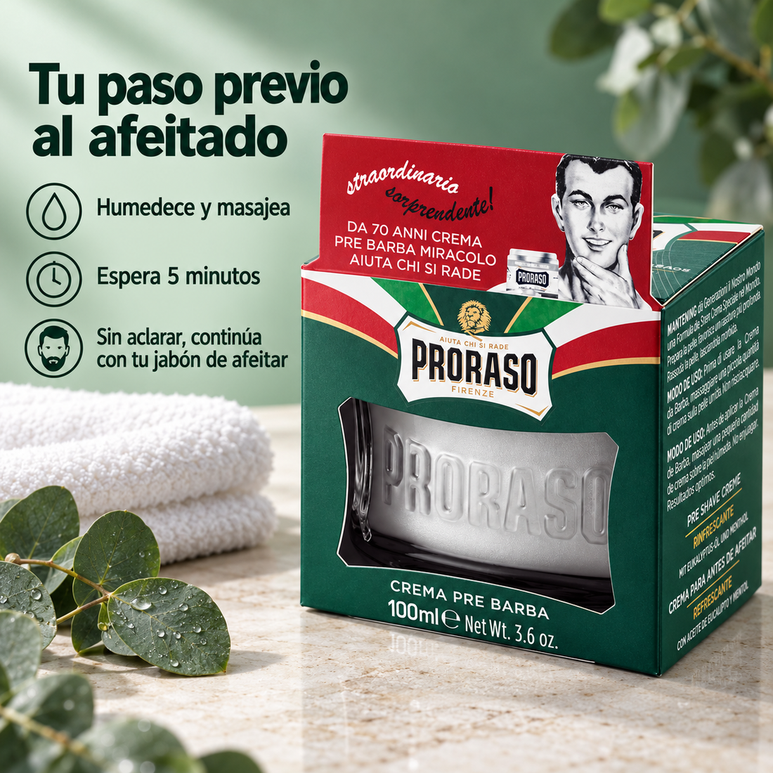 Proraso – Crema pre afeitado refrescante con mentol y eucalipto 100 ml