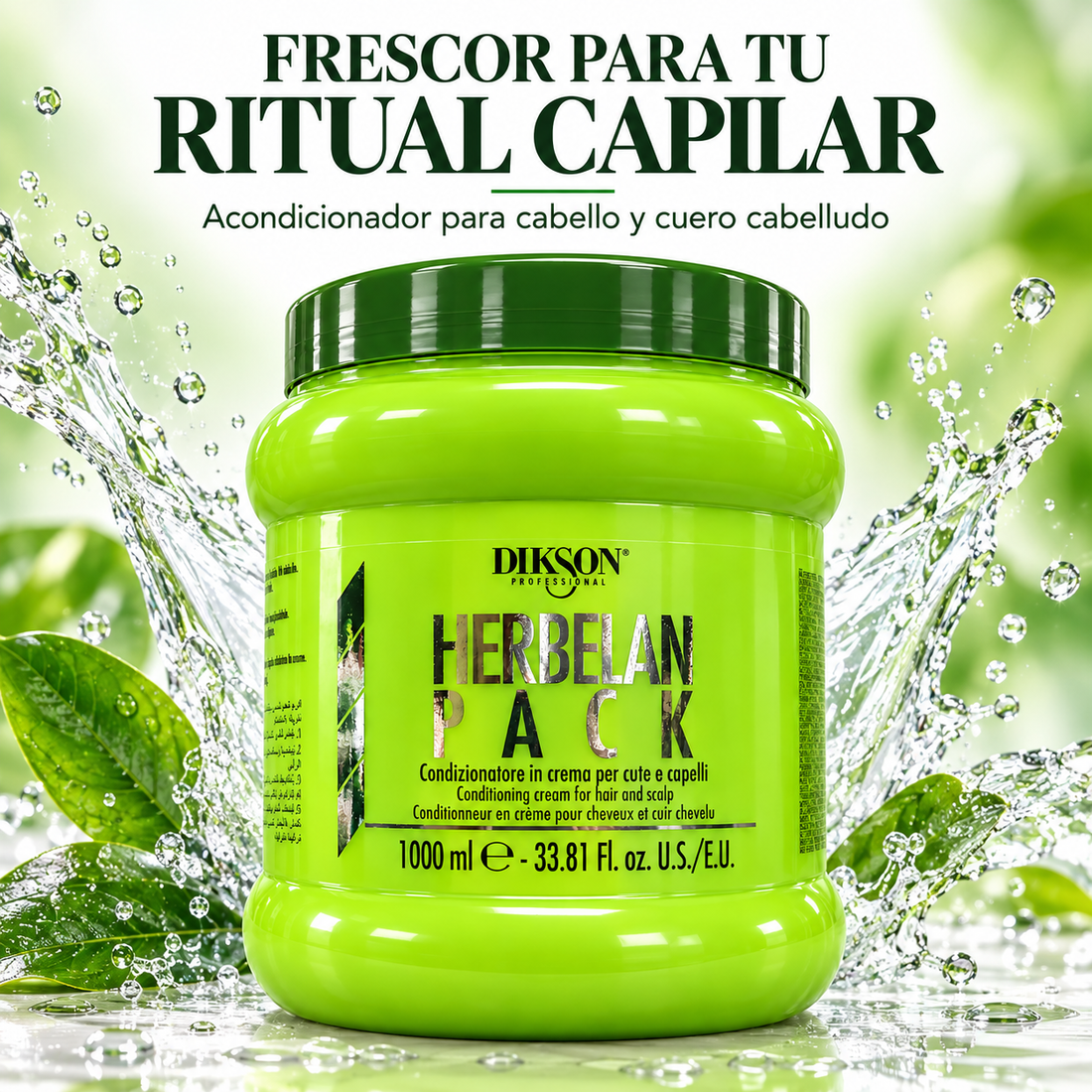 Dikson – Acondicionador refrescante Herbelan Pack para cabello y cuero cabelludo 1000 ml
