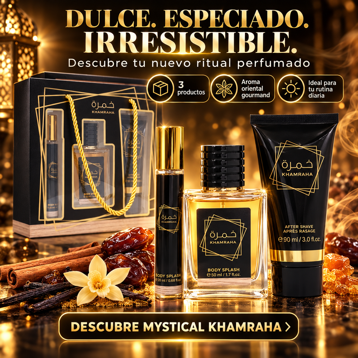 Mystical – Set de Bruma Corporal y Aftershave Khamraha 20 ml + 50 ml + 90 ml
