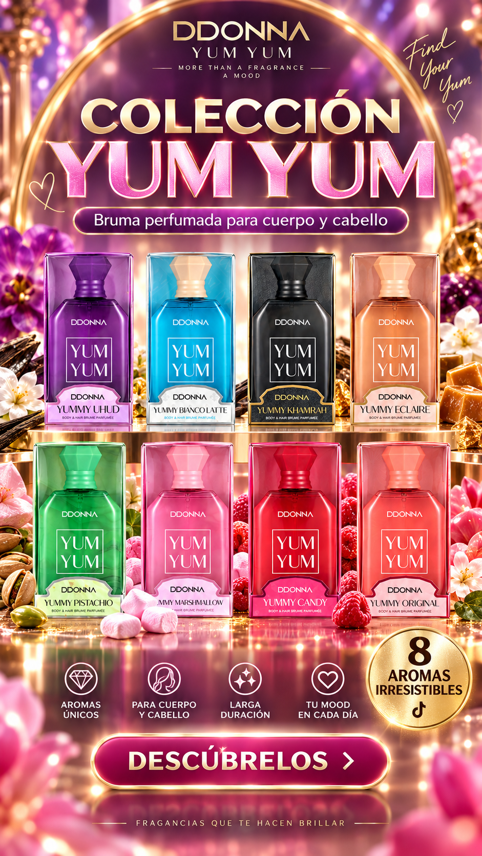 D'DONNA – Bruma Perfumada para Cuerpo y Cabello Yum Yum 250 ml