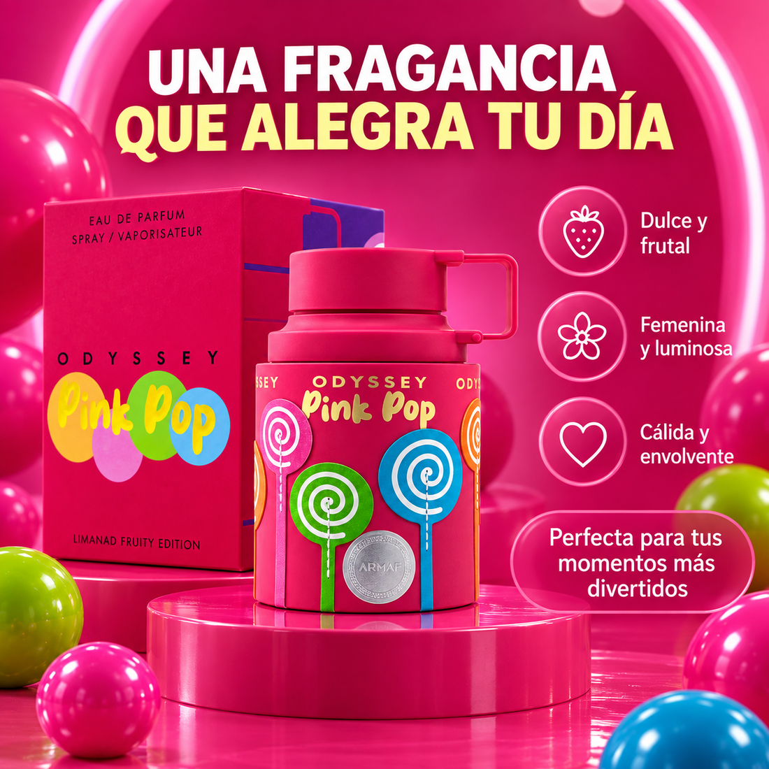 Armaf – Perfume Floral Frutal Dulce Odyssey Pink Pop para Mujer 100 ml
