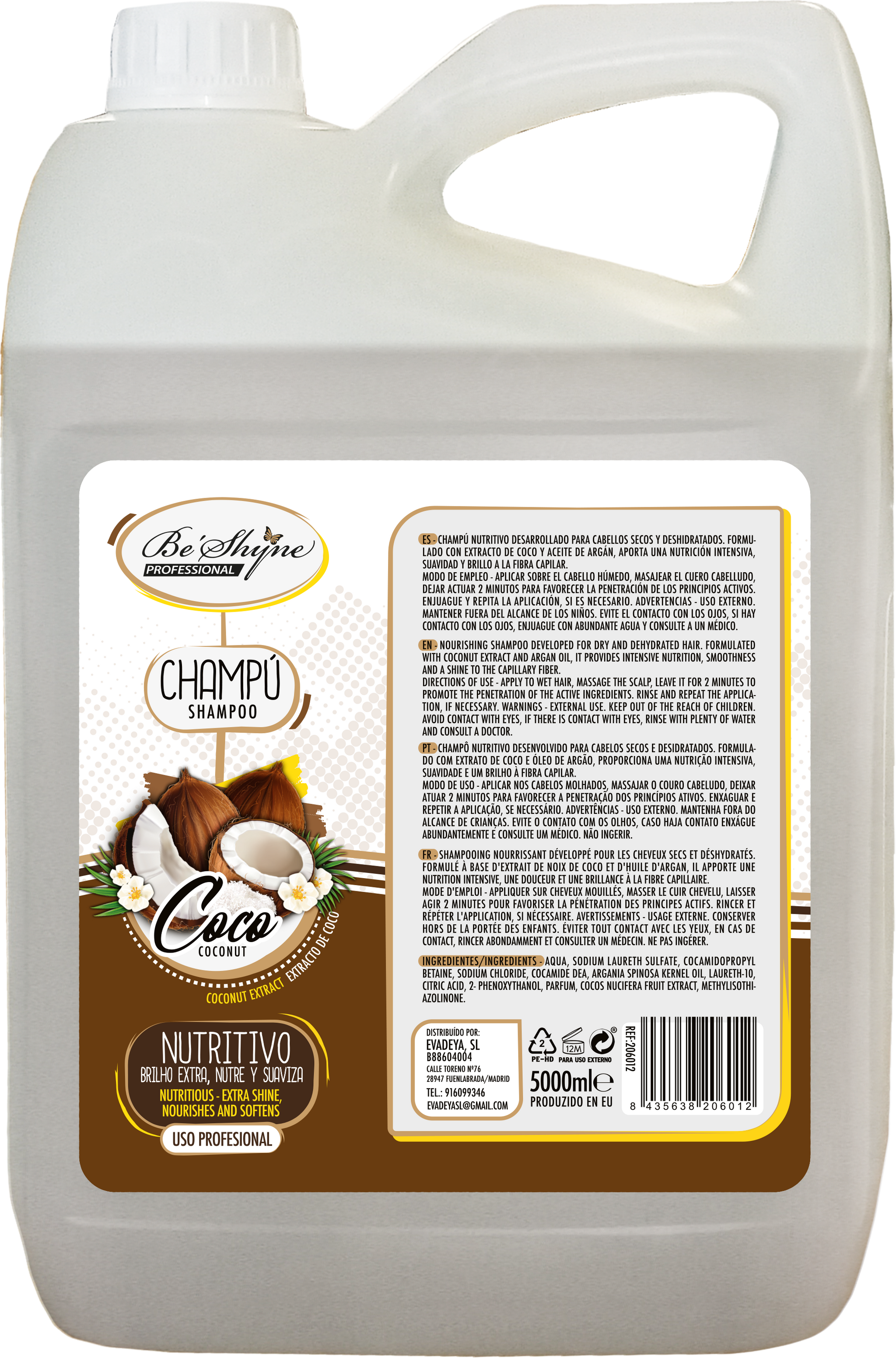 Beshyne Champú Nutritivo BE´SHYNE Coco 1L - Suavidad y Brillo