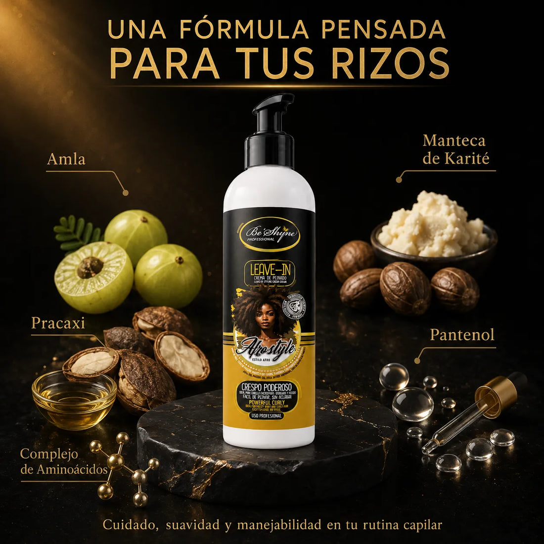 Be'Shyne – Crema de Peinado para Cabello Rizado AfroStyle 500 ml
