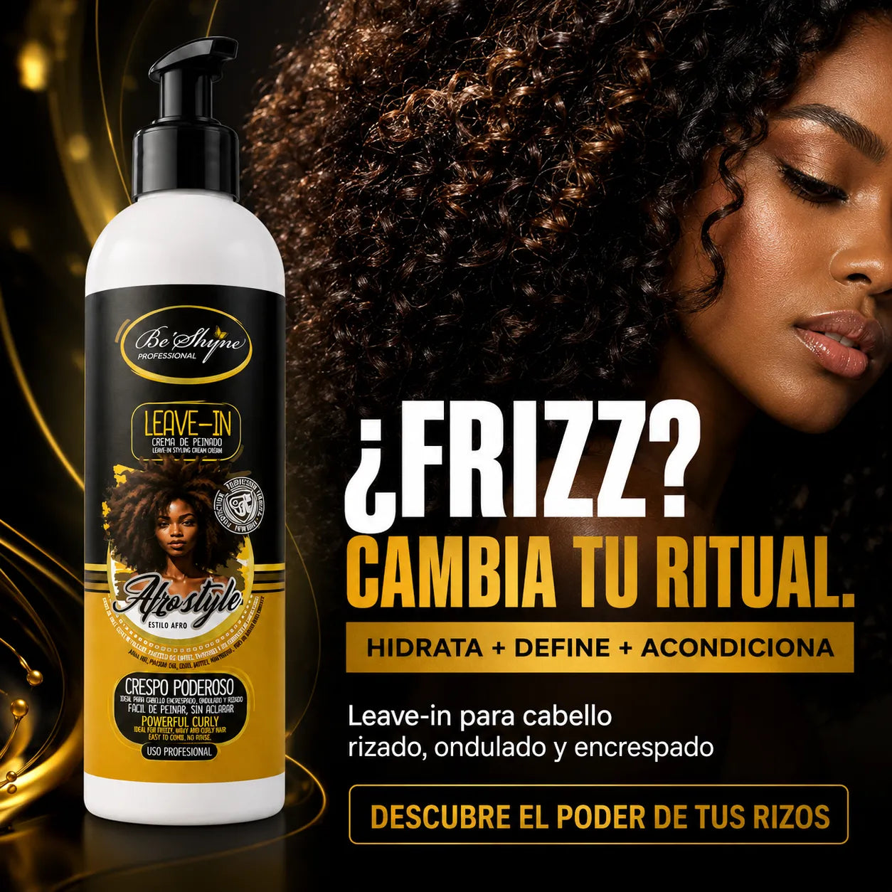 Be'Shyne – Crema de Peinado para Cabello Rizado AfroStyle 500 ml