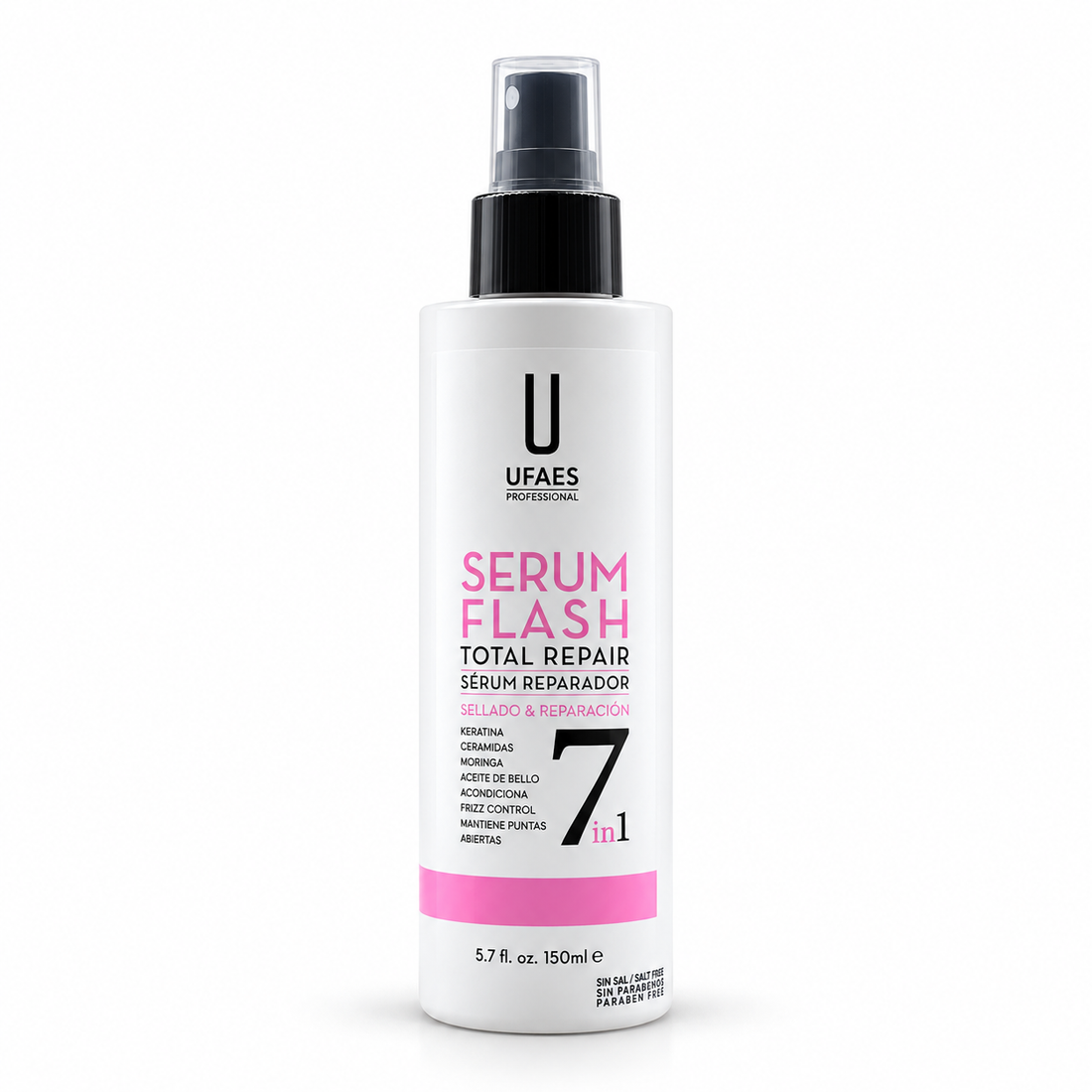 UFAES Serum Flash 7 en 1 – Sérum Capilar Reparador Total Sin Aclarado 150 ml