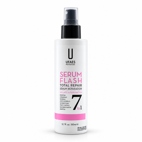 UFAES Serum Flash 7 en 1 – Sérum Capilar Reparador Total Sin Aclarado 150 ml