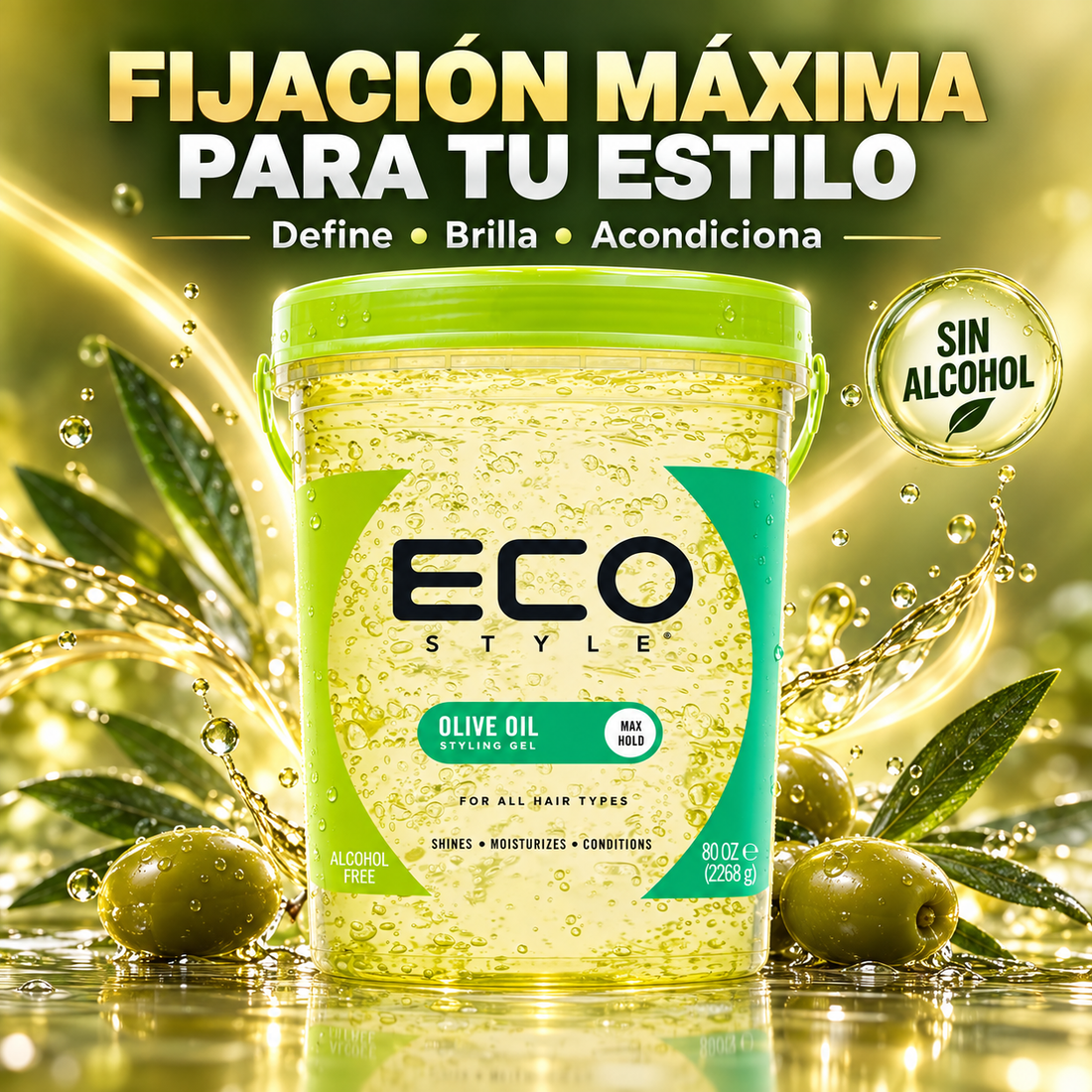 Eco Style – Gel de Peinado para Rizos con Fijación Máxima 2,36 kg