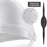 Detalle de los orificios del gorro de silicona Dompel con aguja
