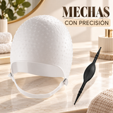 Gorro de silicona Dompel y aguja para mechas en escena de estudio