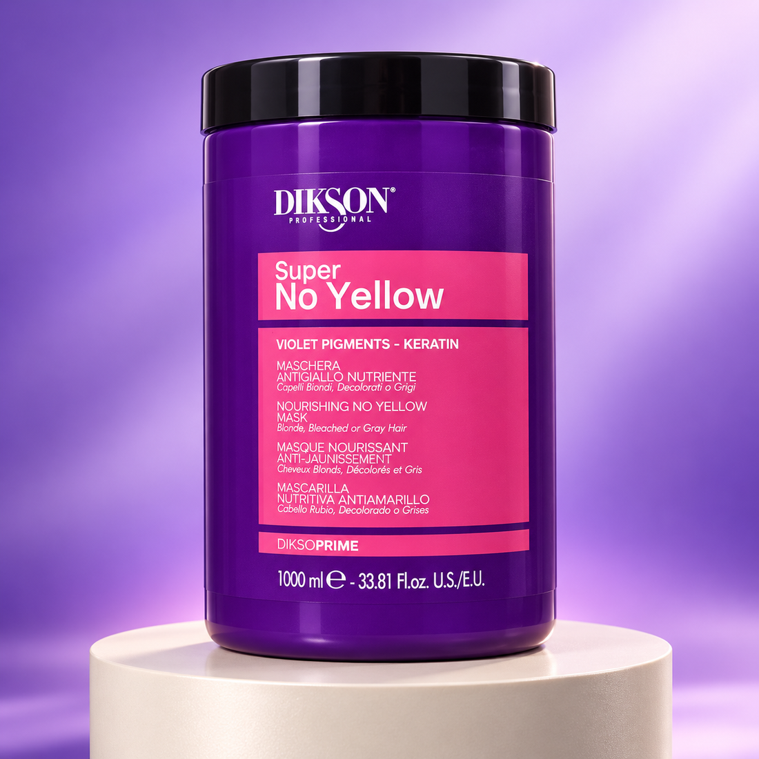 Dikson – Mascarilla antiamarilleo Super No Yellow para cabello rubio, decolorado o gris 500 / 1000 ml.