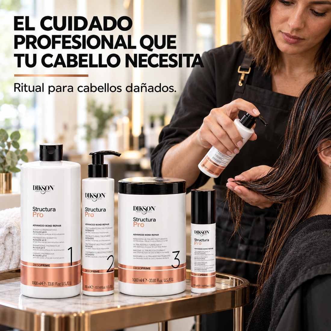 Dikson – Kit de restauración capilar Structura Pro para cabellos dañados · 4 pasos