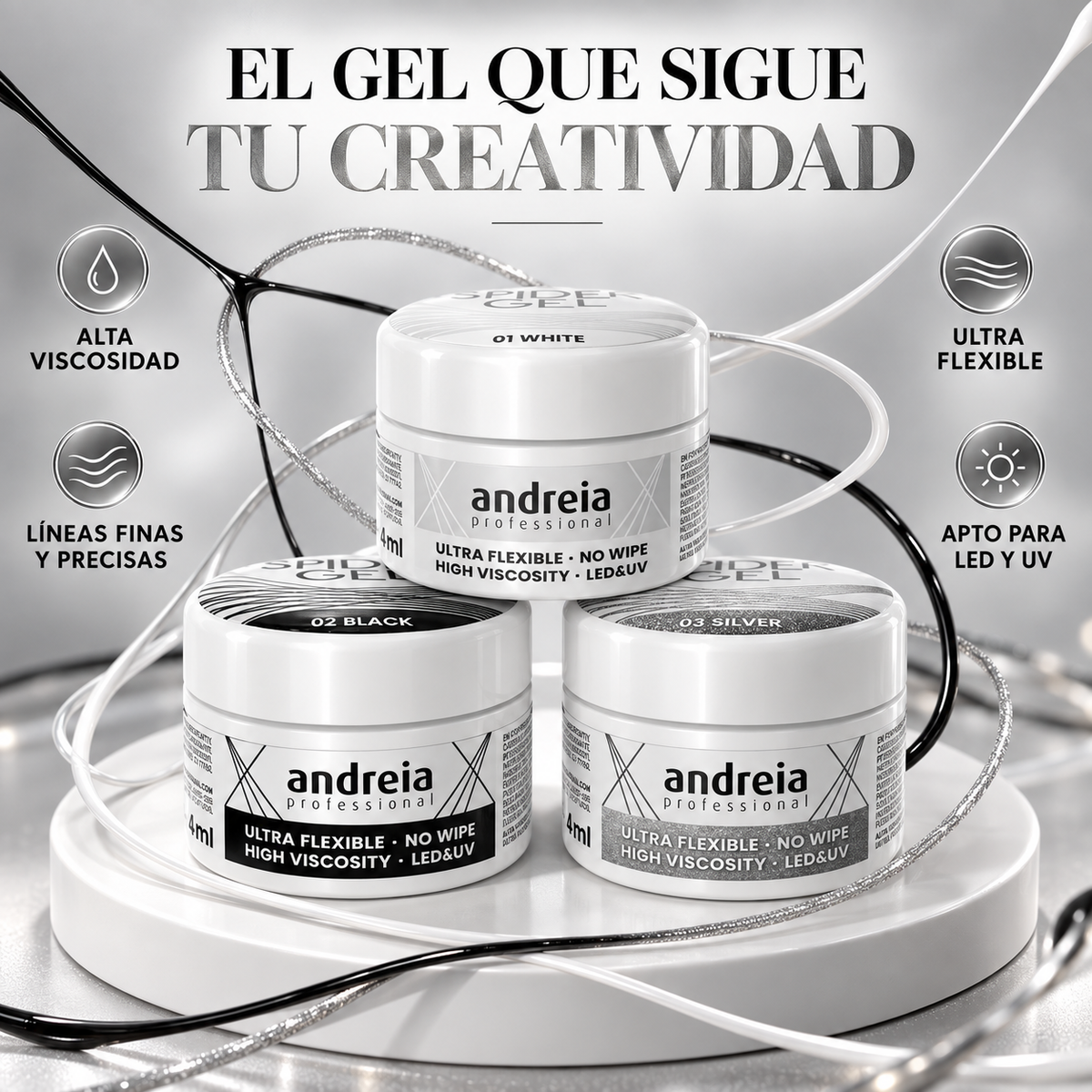 Andreia Professional – Gel para Nail Art Spider Gel de Alta Viscosidad 4 ml