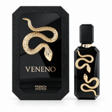 French Avenue Veneno perfume unisex 100 ml con caja y frasco sobre fondo blanco