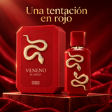 Veneno Scarlet de French Avenue con caja y frasco en escena roja premium