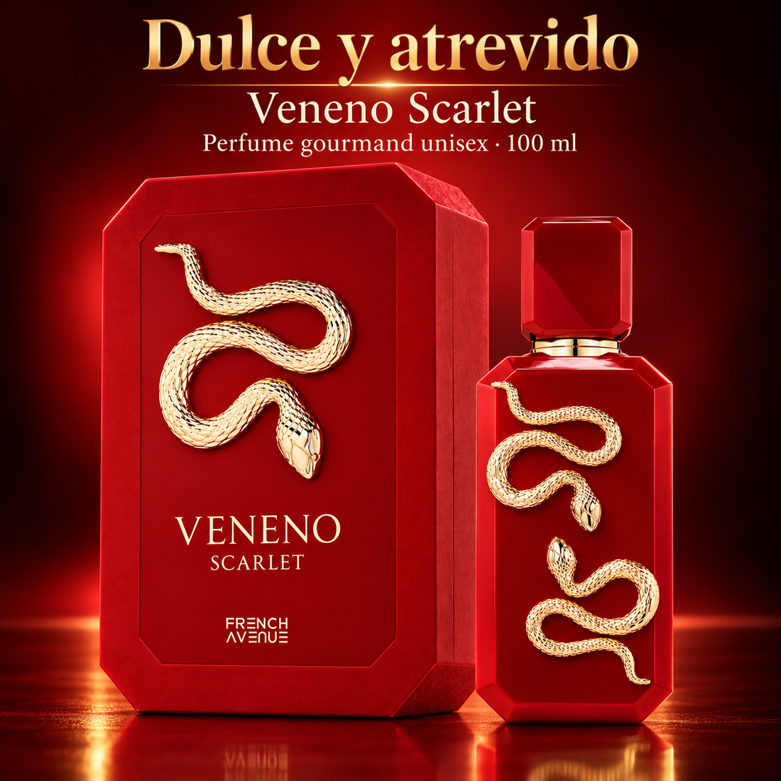 Anuncio del perfume gourmand unisex Veneno Scarlet 100 ml