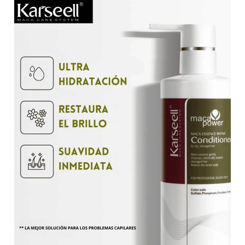 KARSEELL Acondicionador Maca Reparador | 500ML Limpiador capilar cabello seco y dañado (copia)