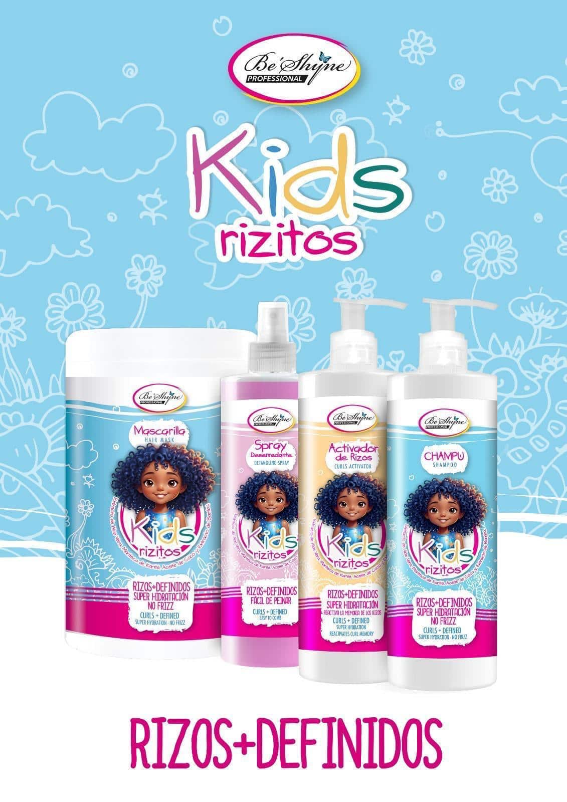 Be´Shyne®, Kit Rizos + Definidos, Mascarilla 1 kg, Champú, Activador de rizos y Spray desenredante.