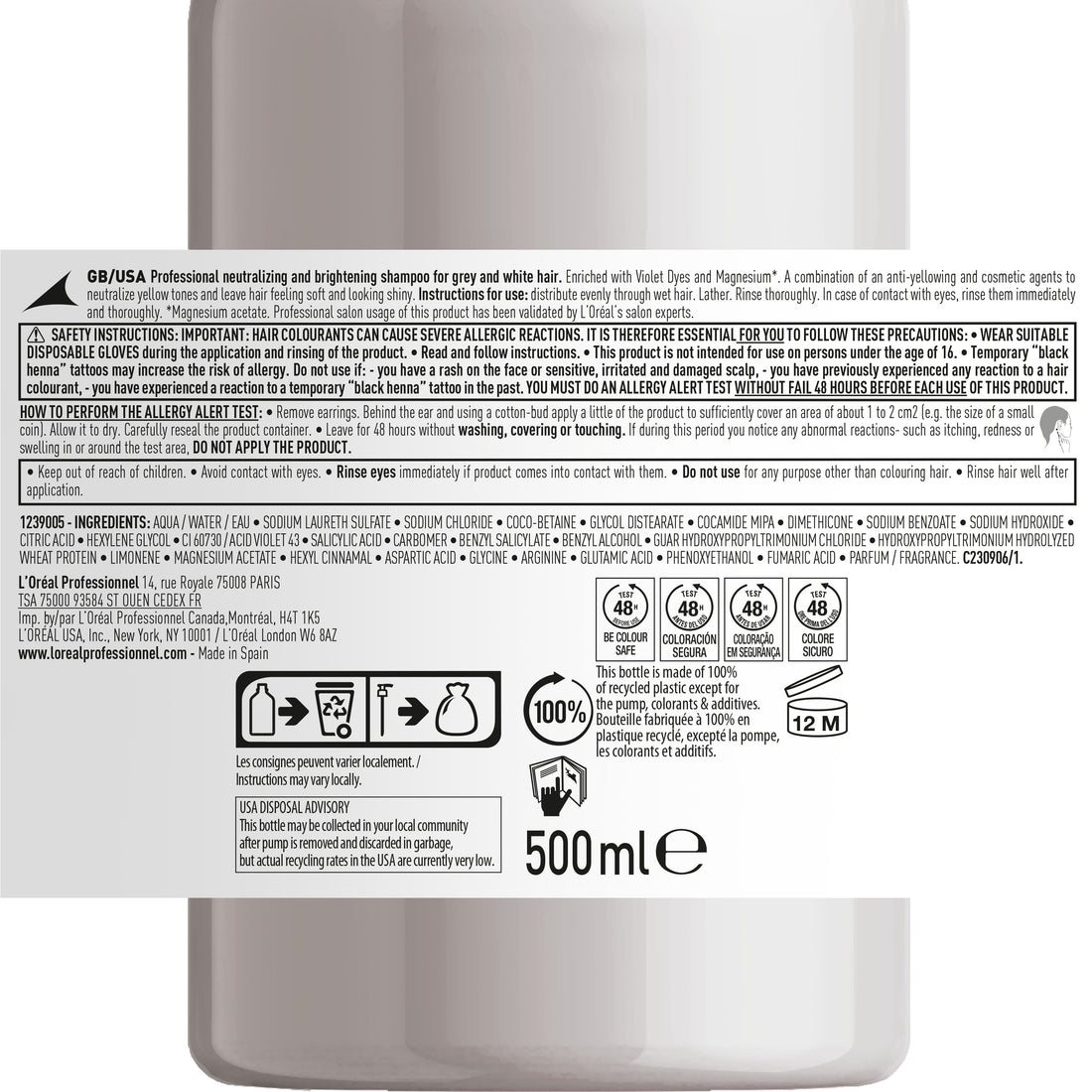 L’ Oréal Serie Expert Silver Champú Para Pelo Blanco/Gris 500ml