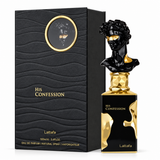 Lattafa His Confession Eau de Parfum para hombre 100 ml sobre fondo blanco
