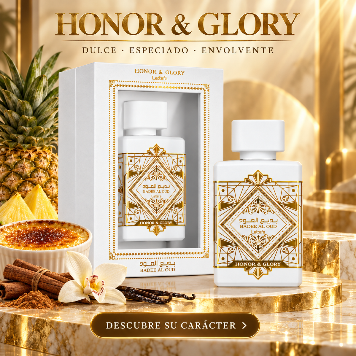 Anuncio para redes de Lattafa Bade'e Al Oud Honor & Glory 100 ml