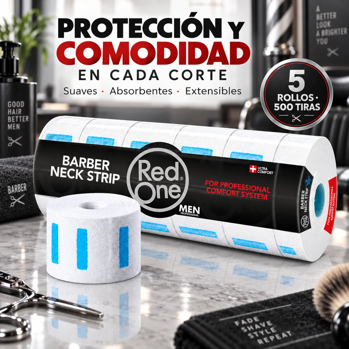 RedOne – Tiras de Cuello para Barbería Ajustables 5 Rollos