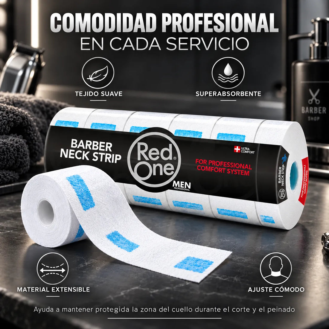 RedOne – Tiras de Cuello para Barbería Ajustables 5 Rollos