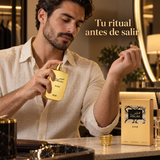 Hombre aplicando Rasasi Hawas Elixir sobre la muñeca en su ritual de perfumado.