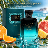 Detalle de Hawas Malibu con naranja, piña y pomelo como notas olfativas