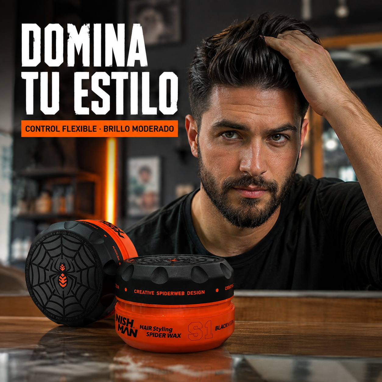 Nishman – Cera capilar efecto spider Blackwidow 150 ml - escena de uso