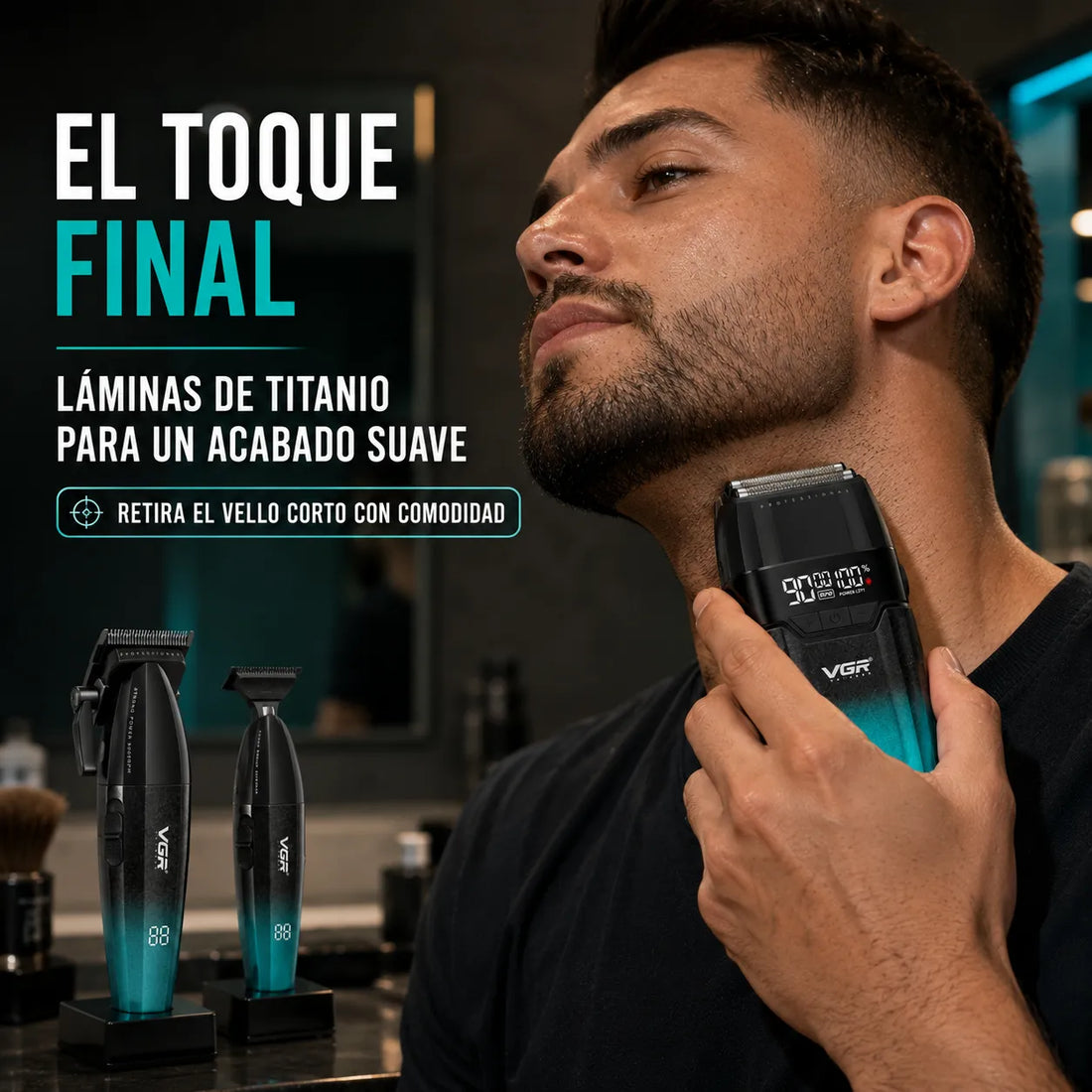 VGR – Kit de barbería 3 en 1 inalámbrico para hombre 640 S3, verde